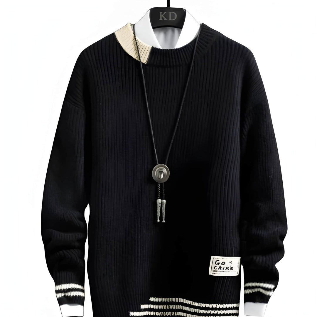 Truien Heren | Gebreide Trui met Ronde Hals & Details