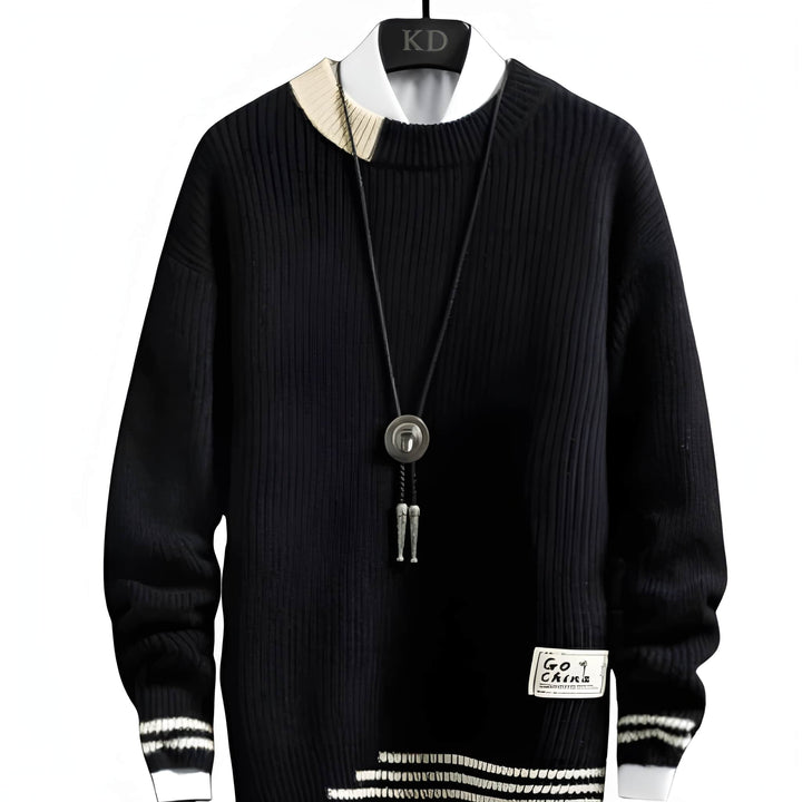 Truien Heren | Gebreide Trui met Ronde Hals & Details