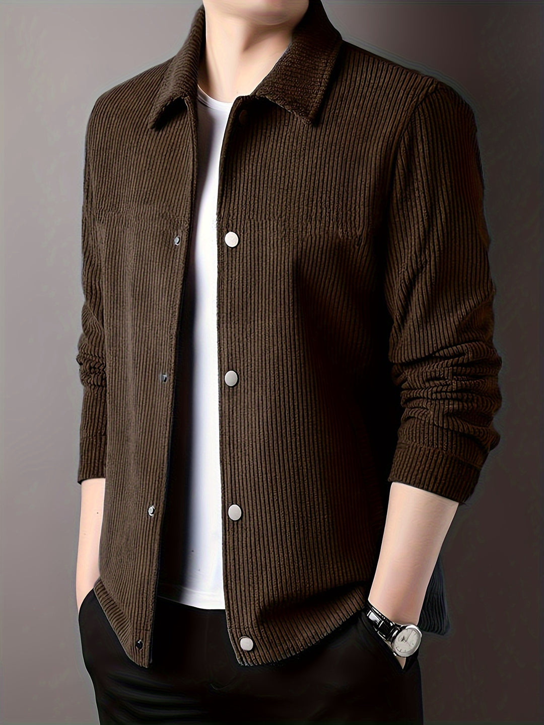 Heren Corduroy Jas | Casual & Werkstijl | Drukknopen & Zakken | Lente & Herfst