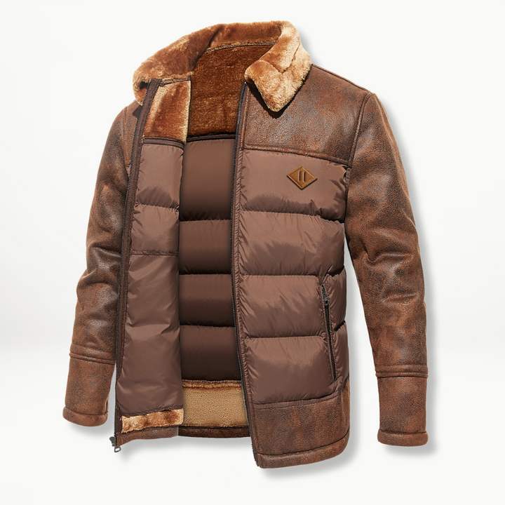 Leren premium heren jas met klassieke kraag en tijdloze stijl | Julian
