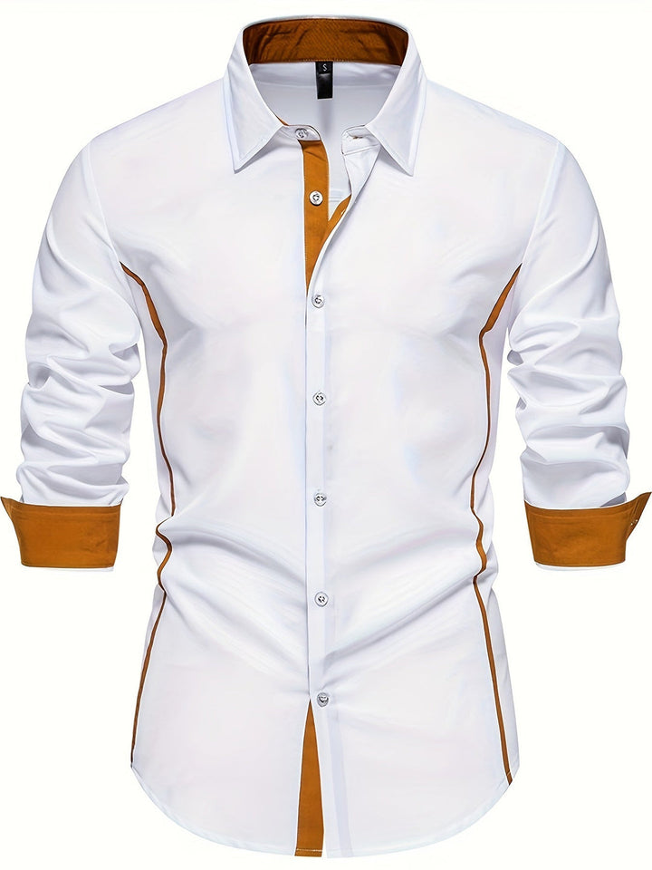 Heren Overhemd | Slim Fit | Contrasterende Details & Lange Mouwen