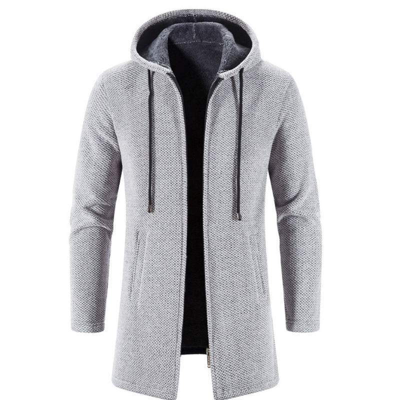Vest Heren | Warme Lange Cardigan | Met Capuchon | Rits Sluiting