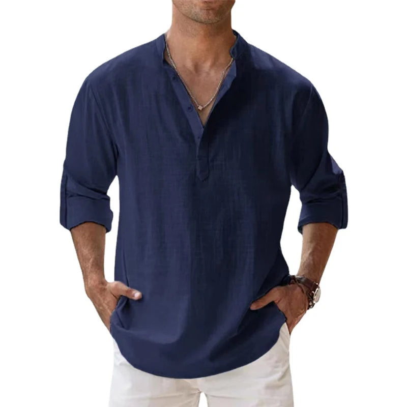Heren Shirt | Straight | Opstaande Kraag | Zomer