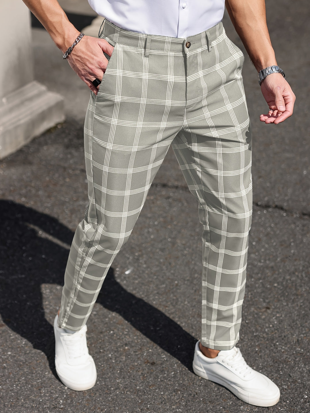 Heren Broek | Geruit Ontwerp | Rechte Pijp | Comfort & Zakken | Lente en Herfst