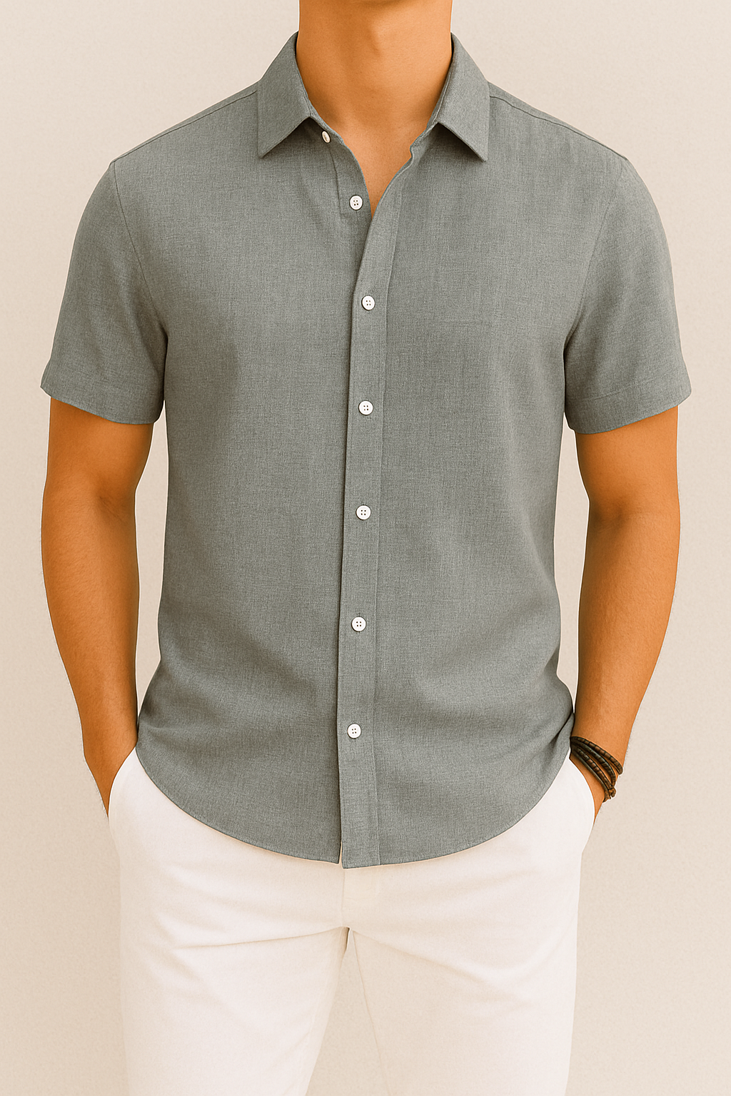 Heren Linnen Overhemd | Korte Mouwen | Casual & Formeel | Klassiek Design