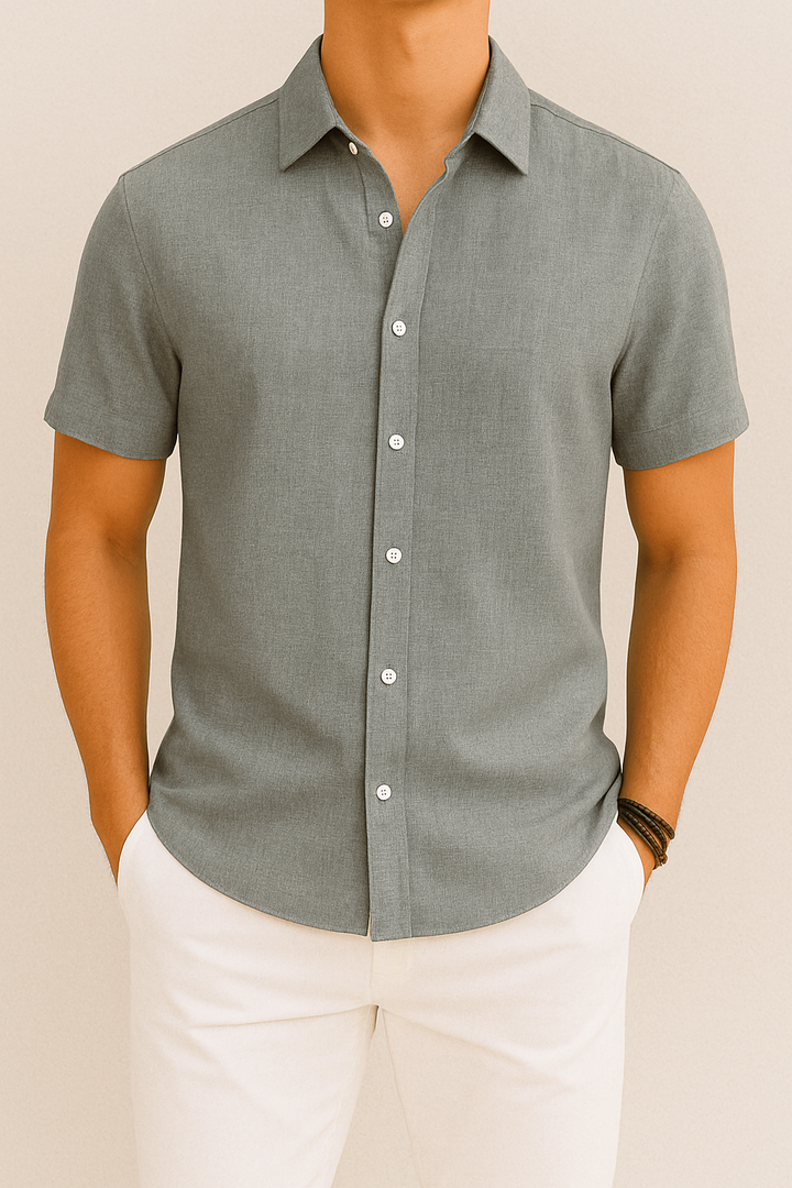 Heren Linnen Overhemd | Korte Mouwen | Casual & Formeel | Klassiek Design