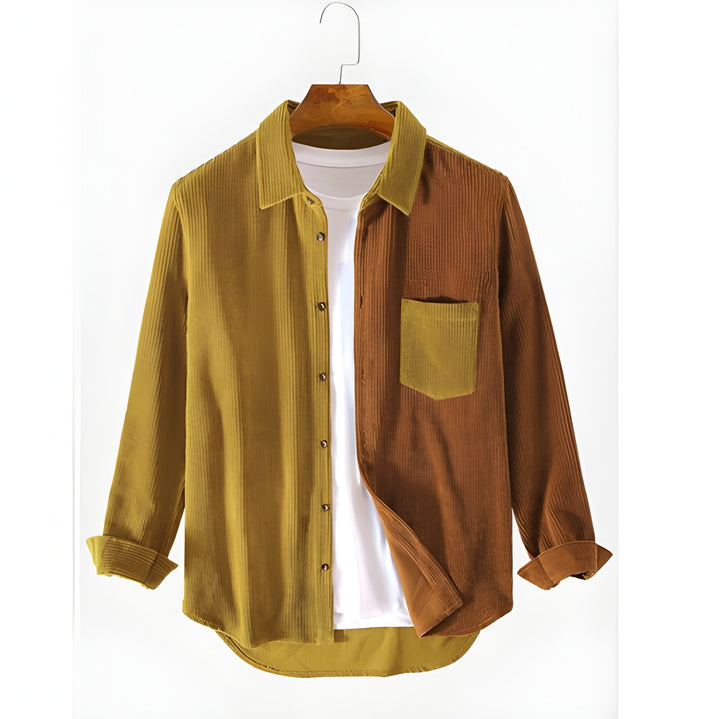 Heren Overhemd | Ribfluweel & Stretch | Gestreepte Kraag & Borstzak | Voorjaar & Najaar