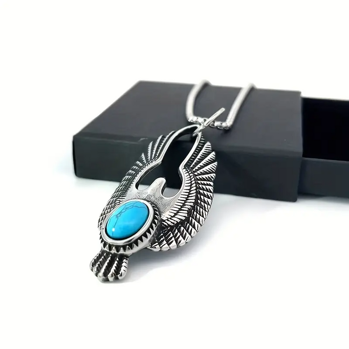 Mannenketting | Adelaar Hanger met Turkoois | Vintage | Synthetische Steen
