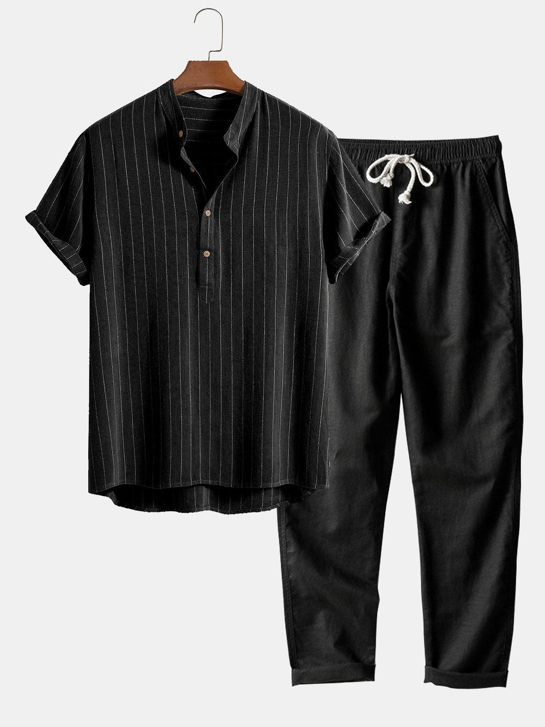 Heren Zomerset | Korte Mouwen Overhemd & Broek | Klassiek & Casual met Opstaande Kraag