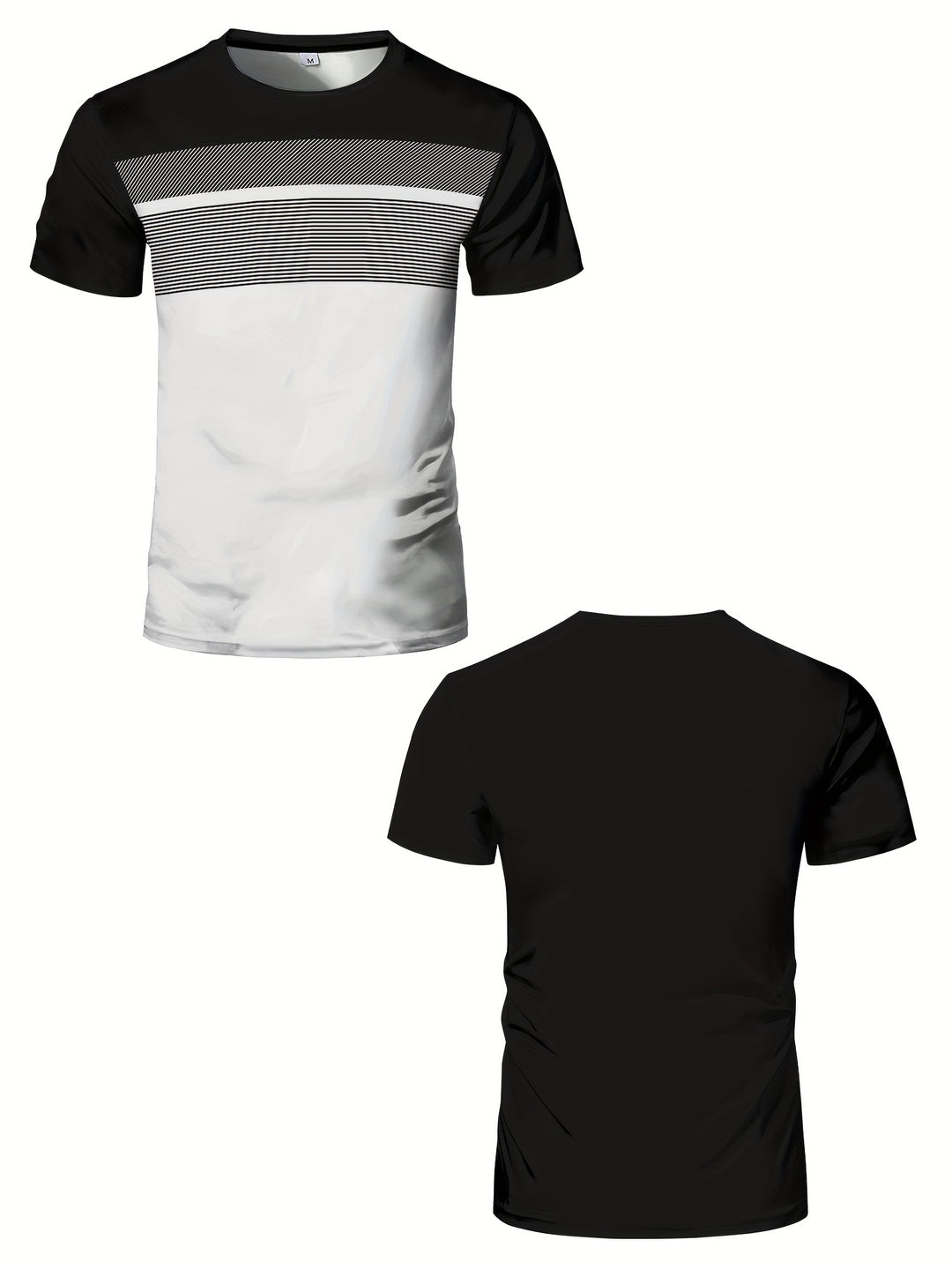 Heren Sport-T-shirt | Marineblauw-Wit Gradiënt | Hoge Elasticiteit & Sneldrogend | Gym & Outdoor