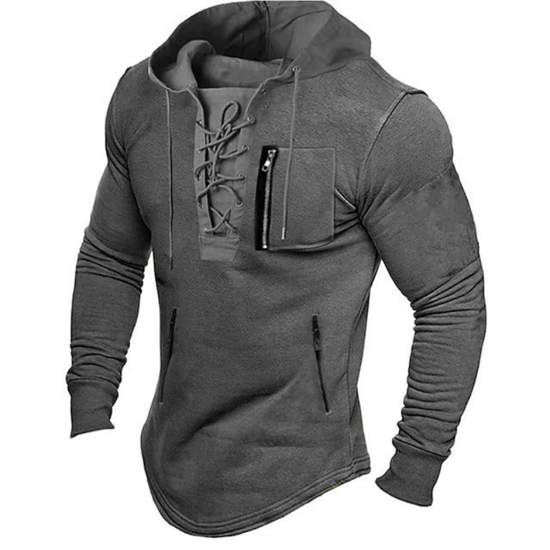 Truien Heren | Sportieve Hoodie Met Vetersluiting | Casual Kleding