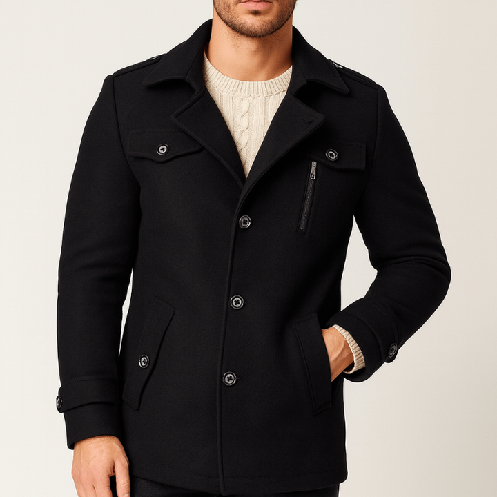 Winterjas Heren | Warme Mid-Length Jas | Klassiek Trenchcoat Design