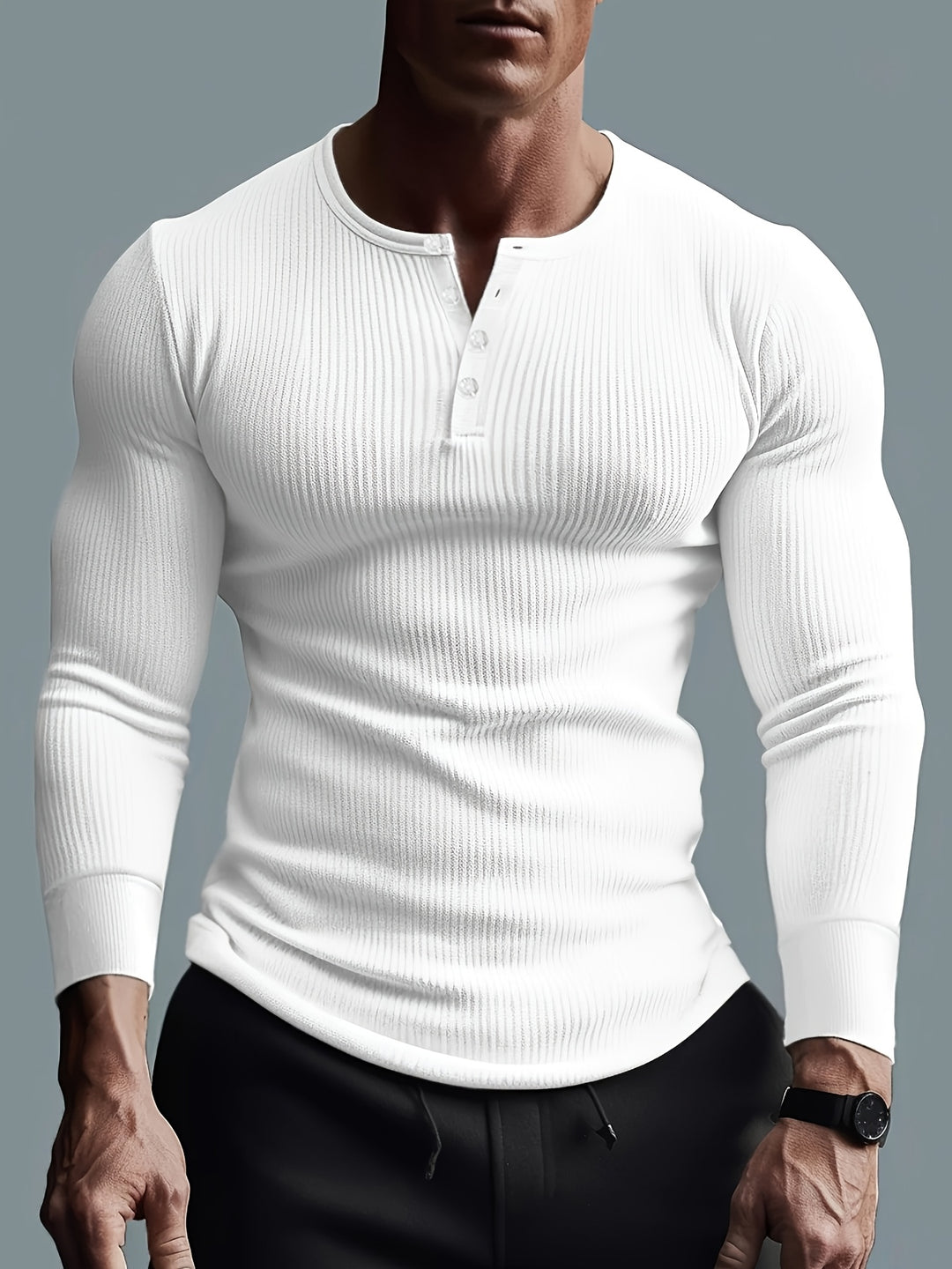 Heren Henley Shirt | Ribbelstof & Stretch | Slim Fit | Sport & Casual