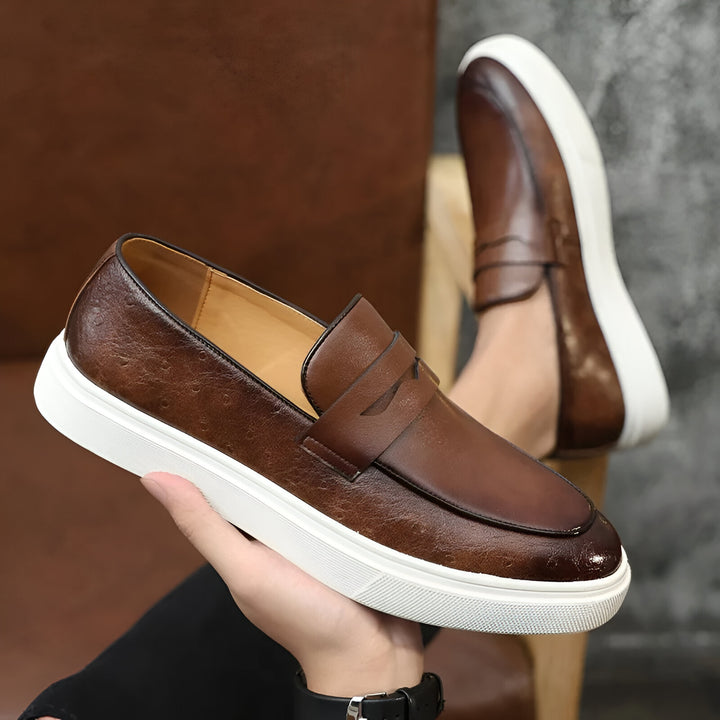 Herenschoenen | Leren Instappers | Comfortabele Dikke Zool | Casual & Netjes