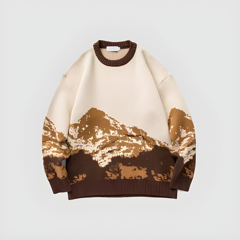 Truien Heren | Trui met Ronde Hals & Bergpatroon