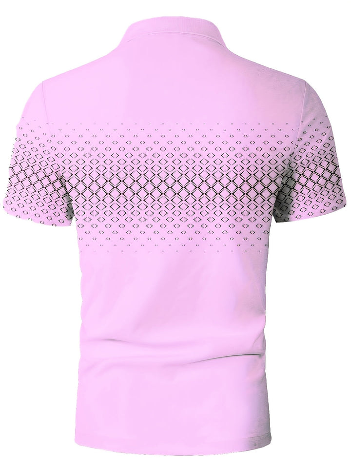 Heren Polo Shirt | Zwarte Diamantprint | Casual & Comfortabel | Stretch Stof