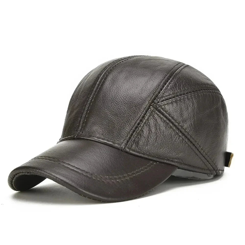 Heren Pet | Echt Leder | Met Oorkleppen & Verstelbare Strap | Winddicht
