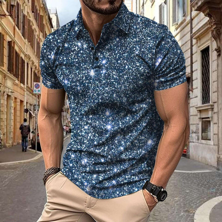 Heren Polo Shirt | Digitale Sterrenprint | Streetstyle & Zomerlook | Polyester