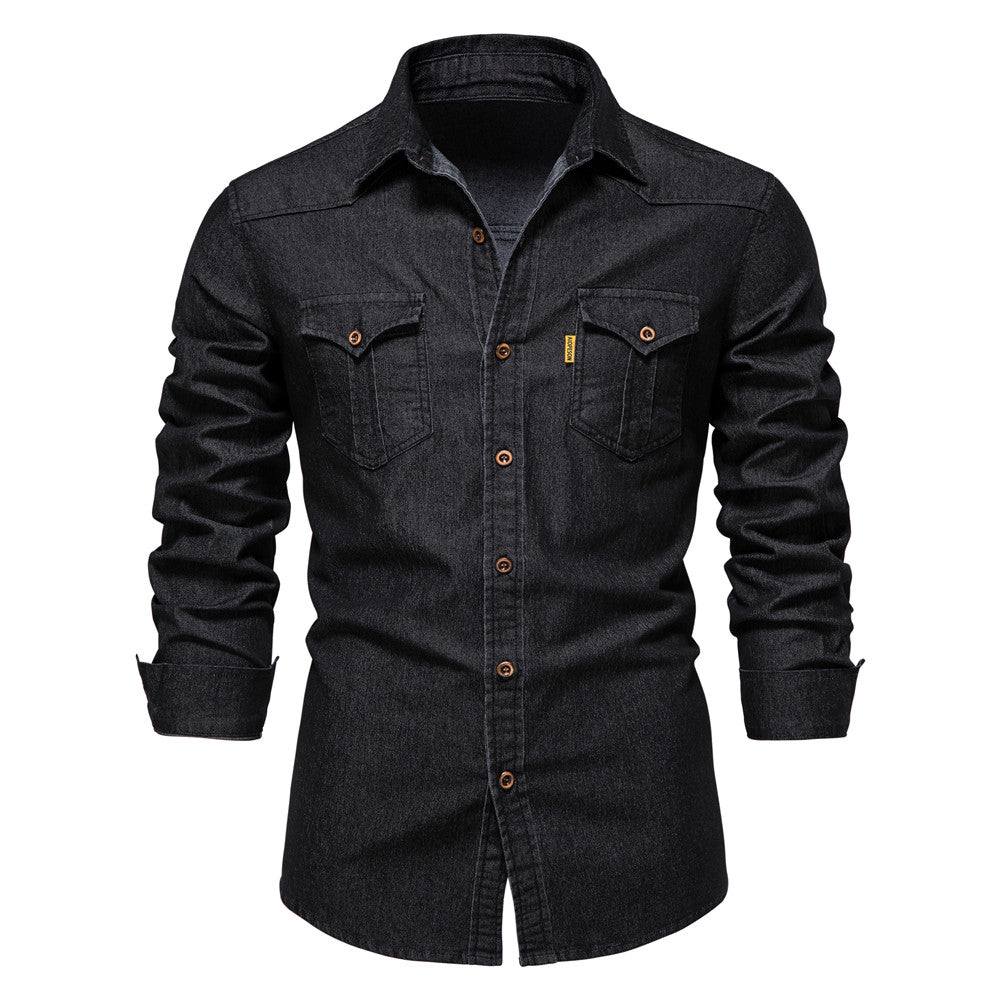 Heren Denim Overhemd | Casual & Slim Fit | Katoen met Stretch