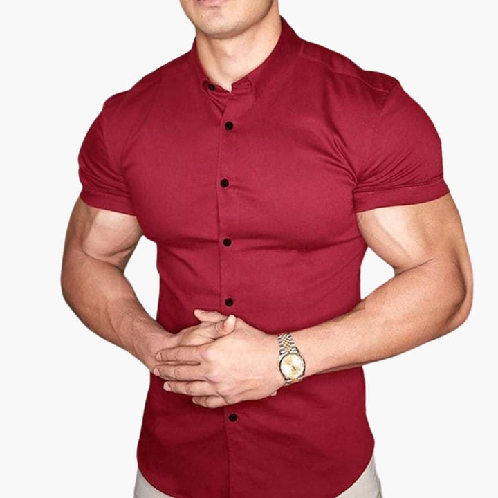 Heren Overhemd | Slim Fit | Korte Mouwen | Knoopsluiting