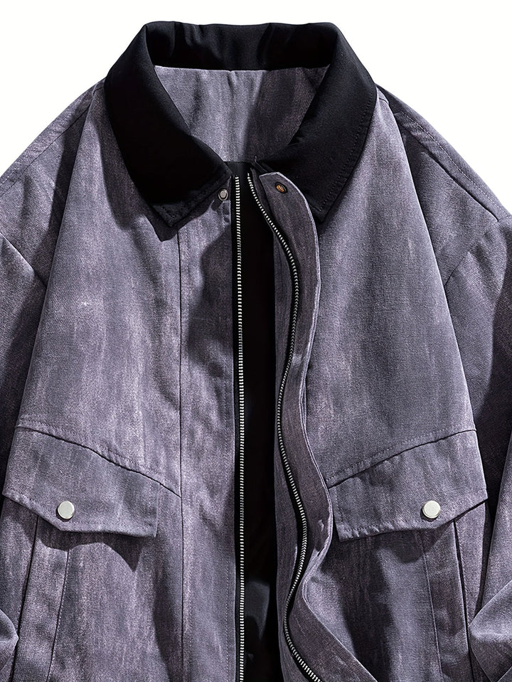 Heren Jas | Oversized | Borstzakken Met Kraag | Lente
