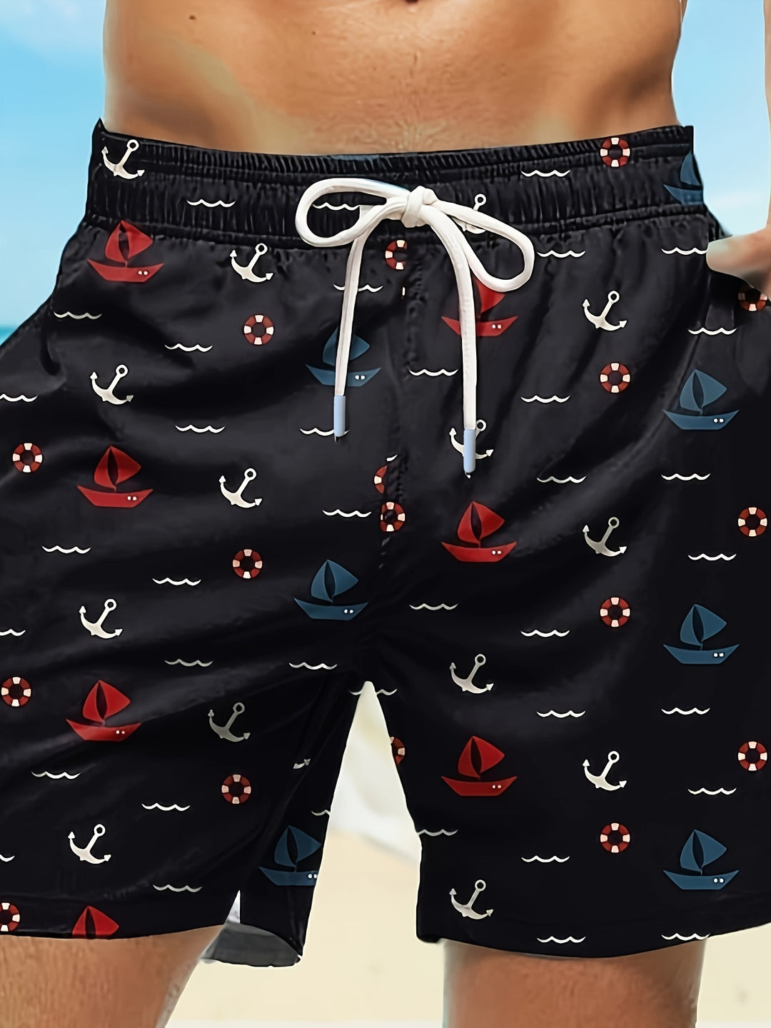 Heren Boardshort | Geometrisch Patroon | Comfort Fit | Polyester Weefsel