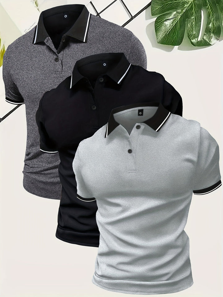Heren 3 stuks Polo Shirt  | Casual & Effen Kleur | Lichtgewicht Polyester | Korte Mouw