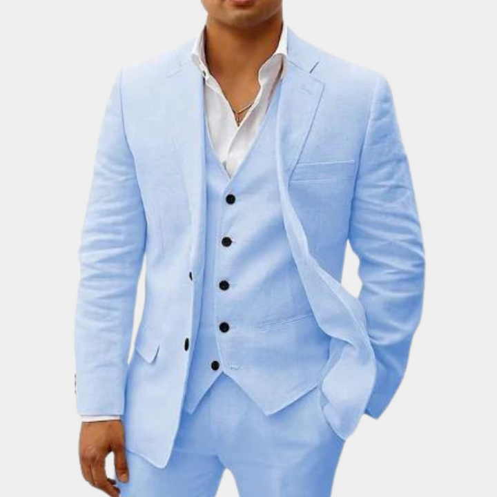 Heren Linnen Pak | 3-Delig | Klassiek & Ademend | Bruiloft & Zomerlook