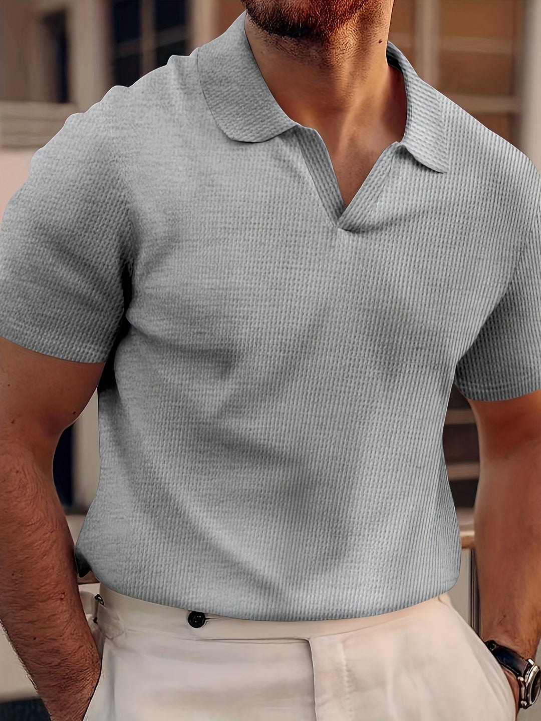 Heren Polo | Effen Kleur & Grid Textuur | Comfortabele Kraag | Ademend & Casual