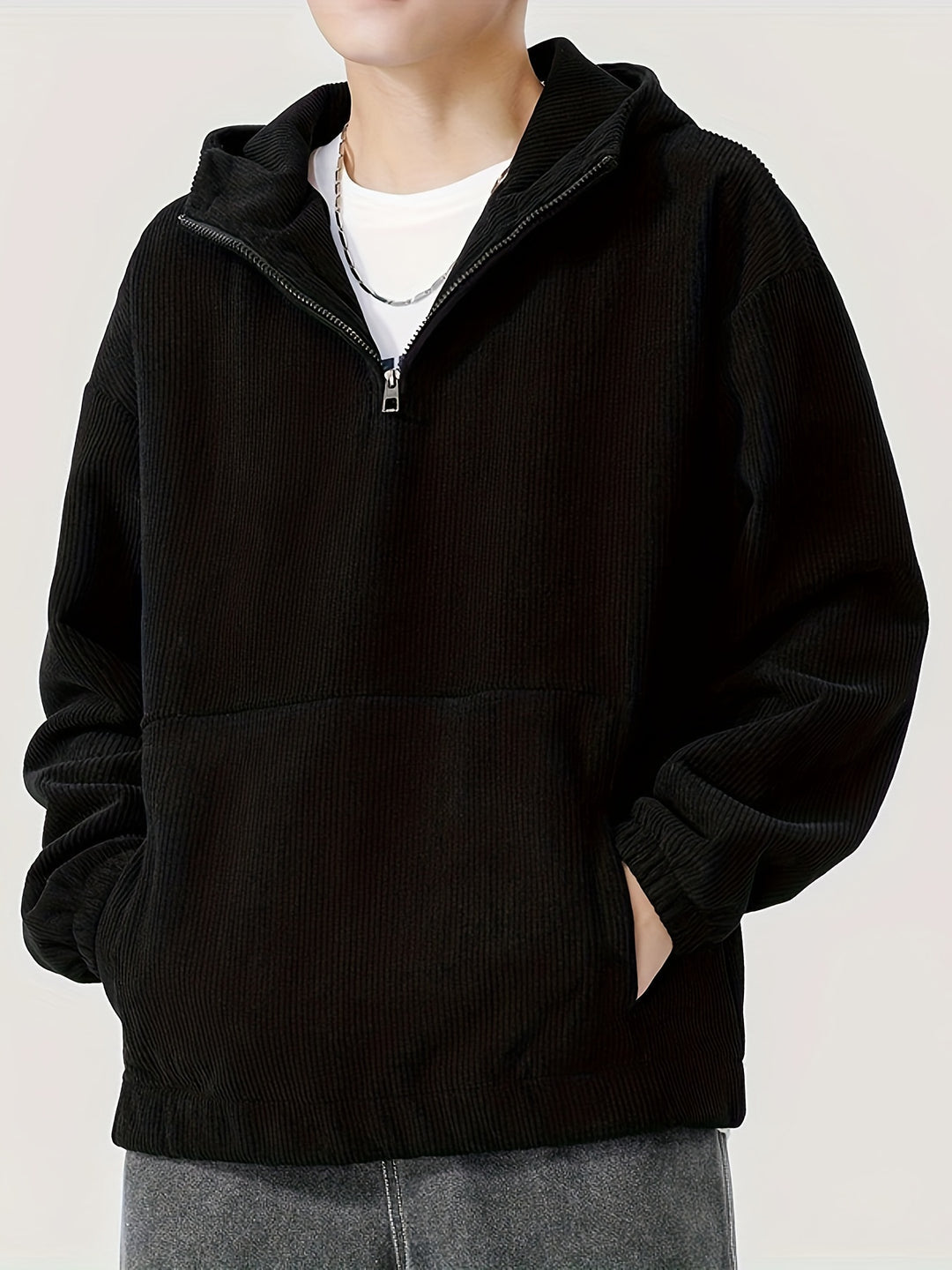Heren Zip-Up Hoodie | Effen Kleur | Comfortabel & Casual | Polyester