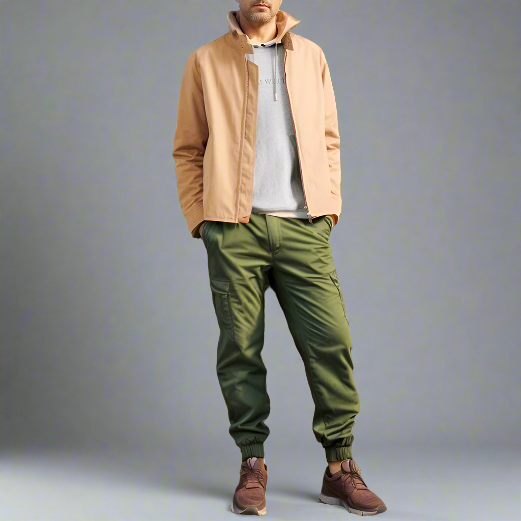 Heren Tussenjas | Vintage Look met Opstaande Kraag | Rits & Lange Mouwen | Casual