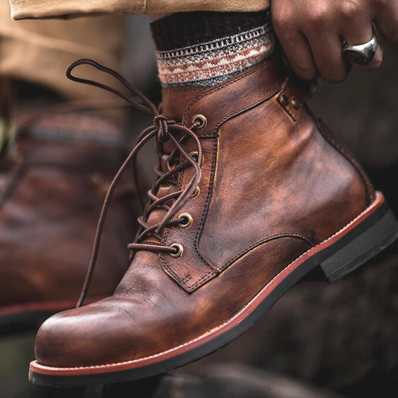 Heren Laarzen | Enkelhoge Veterschoenen | Schoenen Heren