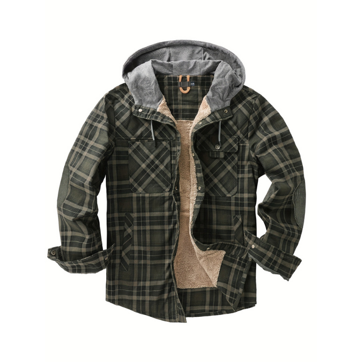 Winterjas Heren | Geruit Design | Warme Jas met Capuchon