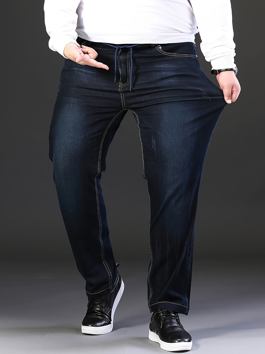 Heren Jeans | Elastische Taille | Rekbaar & Geribbeld | Grote Maten