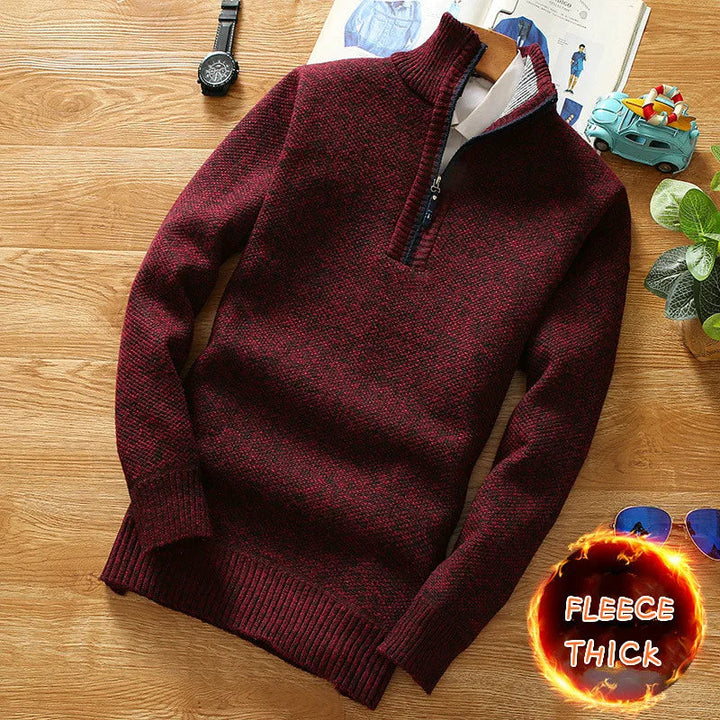 Luxe en knusse wollen semi-zip trui met winterse stijl en comfort | Nathan