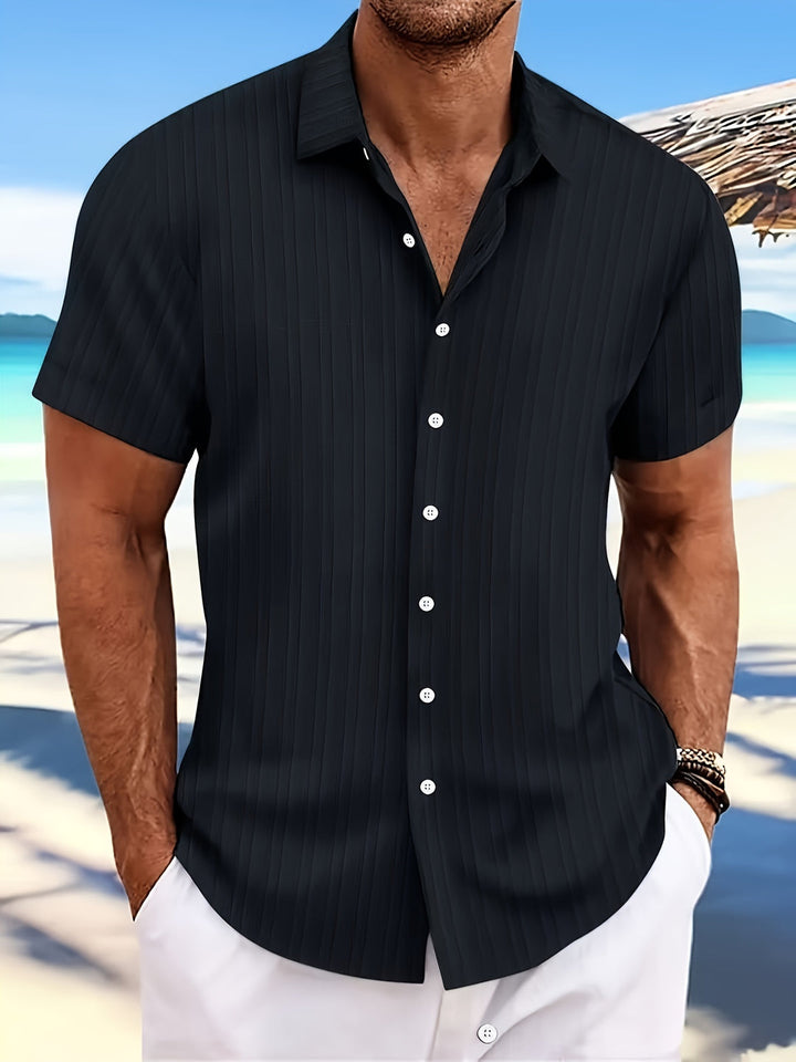 Heren Overhemd | Geweven Effen Design | Gesteven Kraag & Knoopsluiting | Casual Zomerstijl