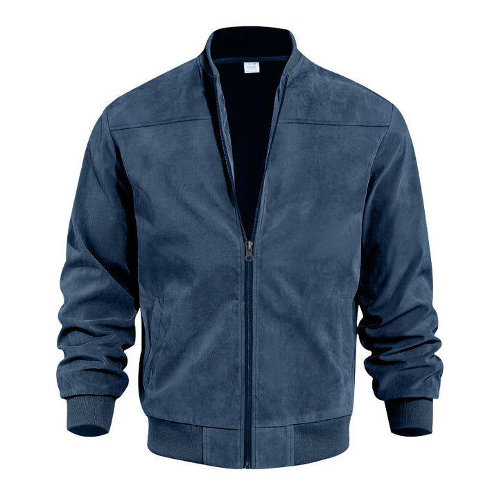 Winterjas Heren | Retro Zip-Up Jacket | Baseball Kraag & Effen Kleur Tussenjas