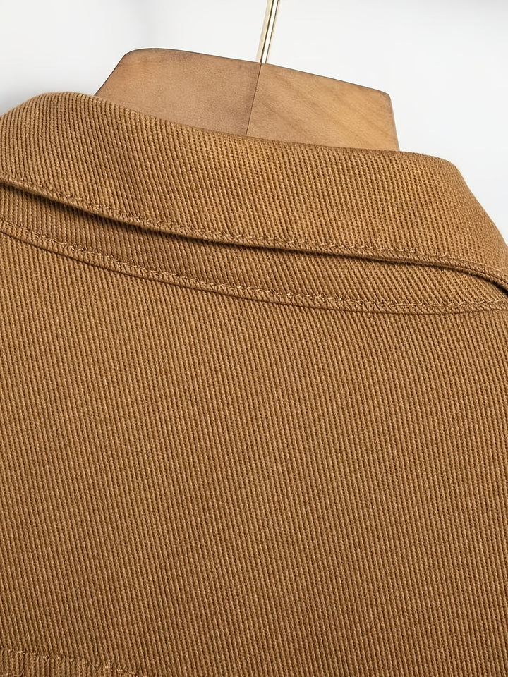 Heren Denim Jas | Klassiek & Duurzaam | Knoopsluiting & Borstzakken | Bruin