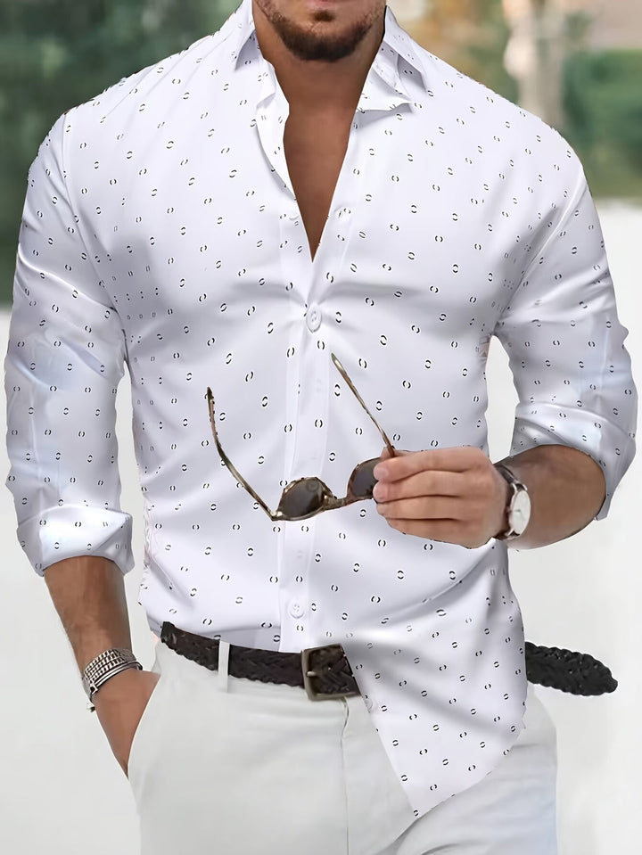 Heren Overhemd | Stippenprint & Comfortabel | Lange Mouw & Casual Stijl