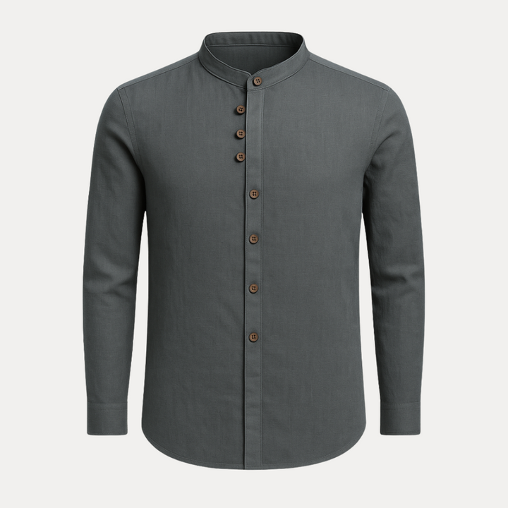 Overhemd Heren | Stijlvolle Kraagloos Design | Met Knoopsluiting