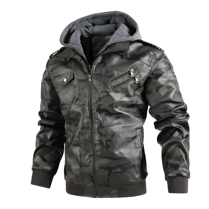 Heren Motorjack | PU Leer & Capuchon | Slim Fit Windbreaker | Fleecevoering voor Winter