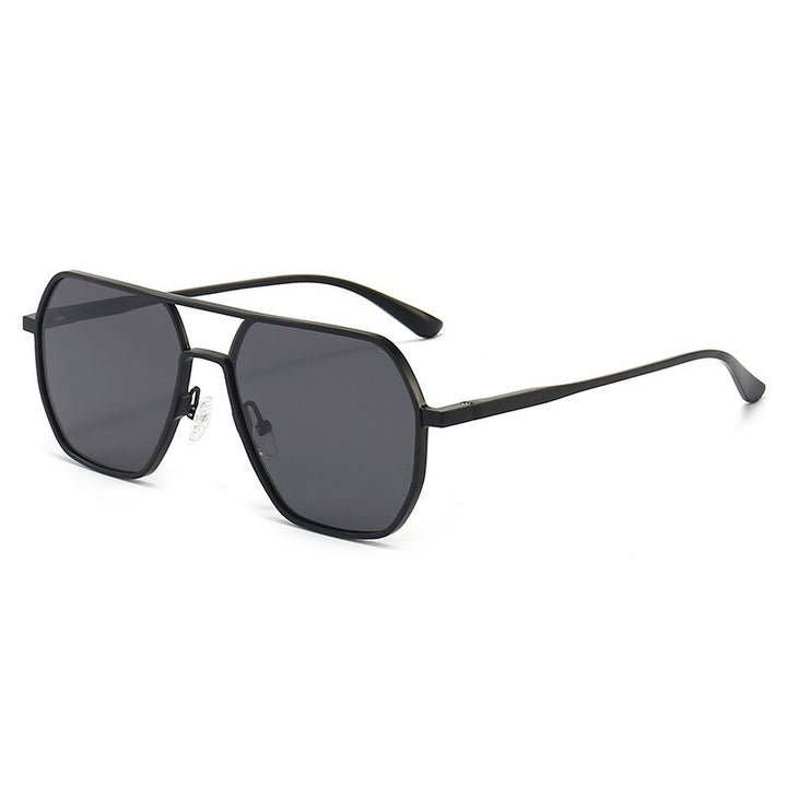 Heren Zonnebril | Geometrisch Metalen Frame | Dubbele Brug | Trendy & Zakelijk