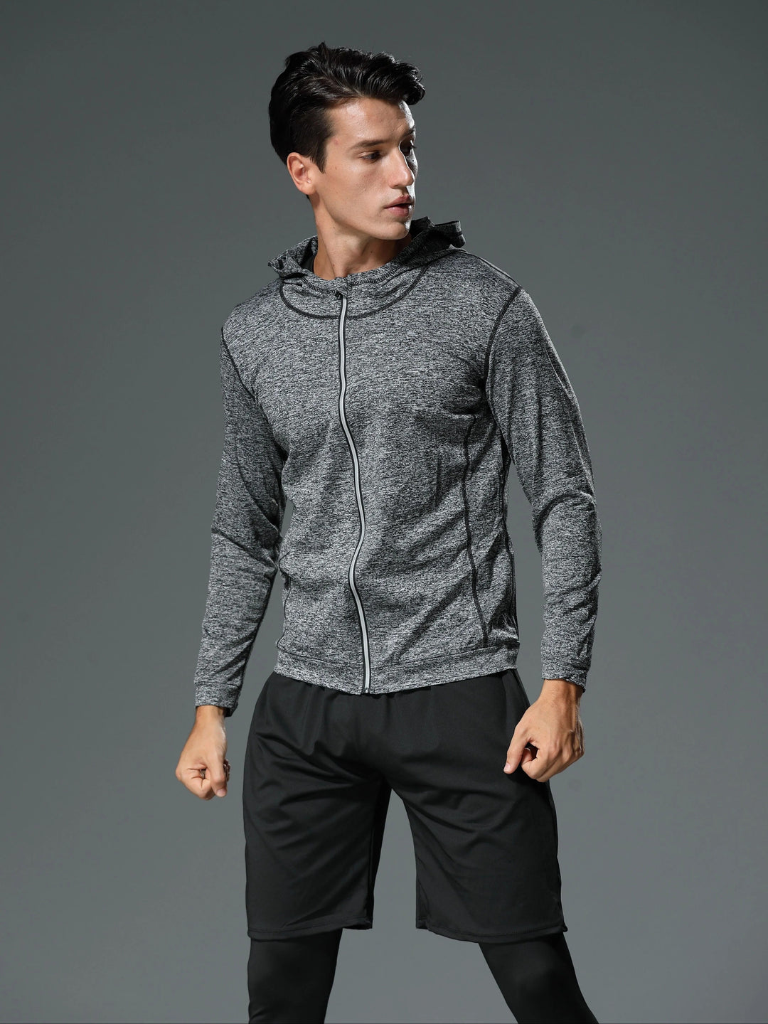 Heren Full-Zip Runningjack met Capuchon | Snel Drogende & Hoge Elastische | Lange Mouwen