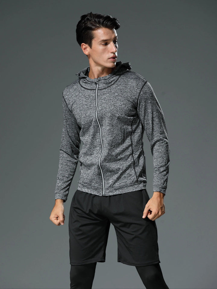 Heren Full-Zip Runningjack met Capuchon | Snel Drogende & Hoge Elastische | Lange Mouwen