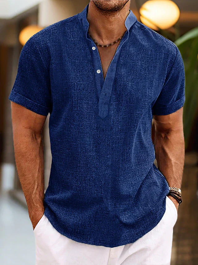 Heren Shirt | Straight | Opstaande Kraag | Zomer