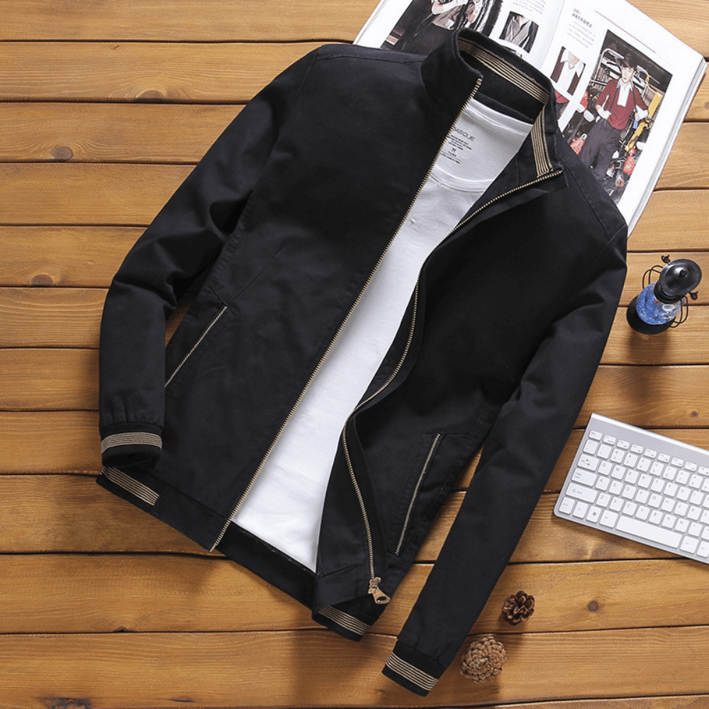 Heren Jas | Slim Fit Katoen | Ritsluiting & Zijzakken | Kort Model