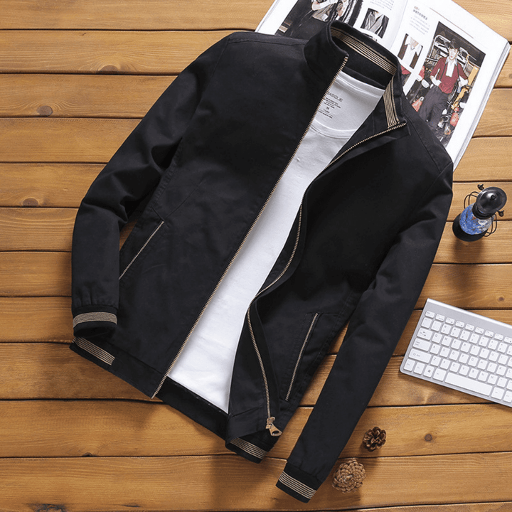 Heren Jas | Slim Fit Katoen | Ritsluiting & Zijzakken | Kort Model