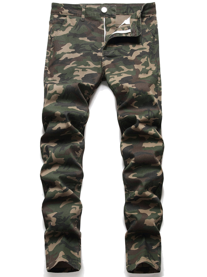 Heren Camouflage Broek | Strakke pasvorm | Gewassen Look | Alle Seizoenen