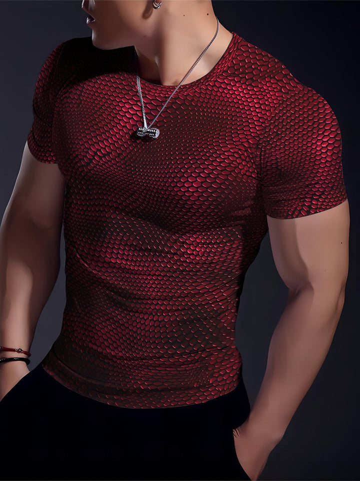 Heren T-shirt | 3D Geometrisch Patroon | Hoge Stretch & Scheurvast | Zomer Sporttop