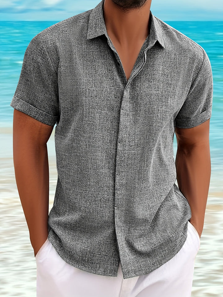 Herenshirt | Lichtgewicht & Ademend | Knoopsluiting & Omgeslagen Kraag | Grijs